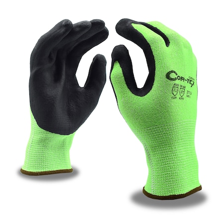 Cordova High-Perf Cut-Resistance, Steel, Glass Gloves, Hi-Vis Lime, HPPE Shell, COR-TEX, XS, PR 3713XS